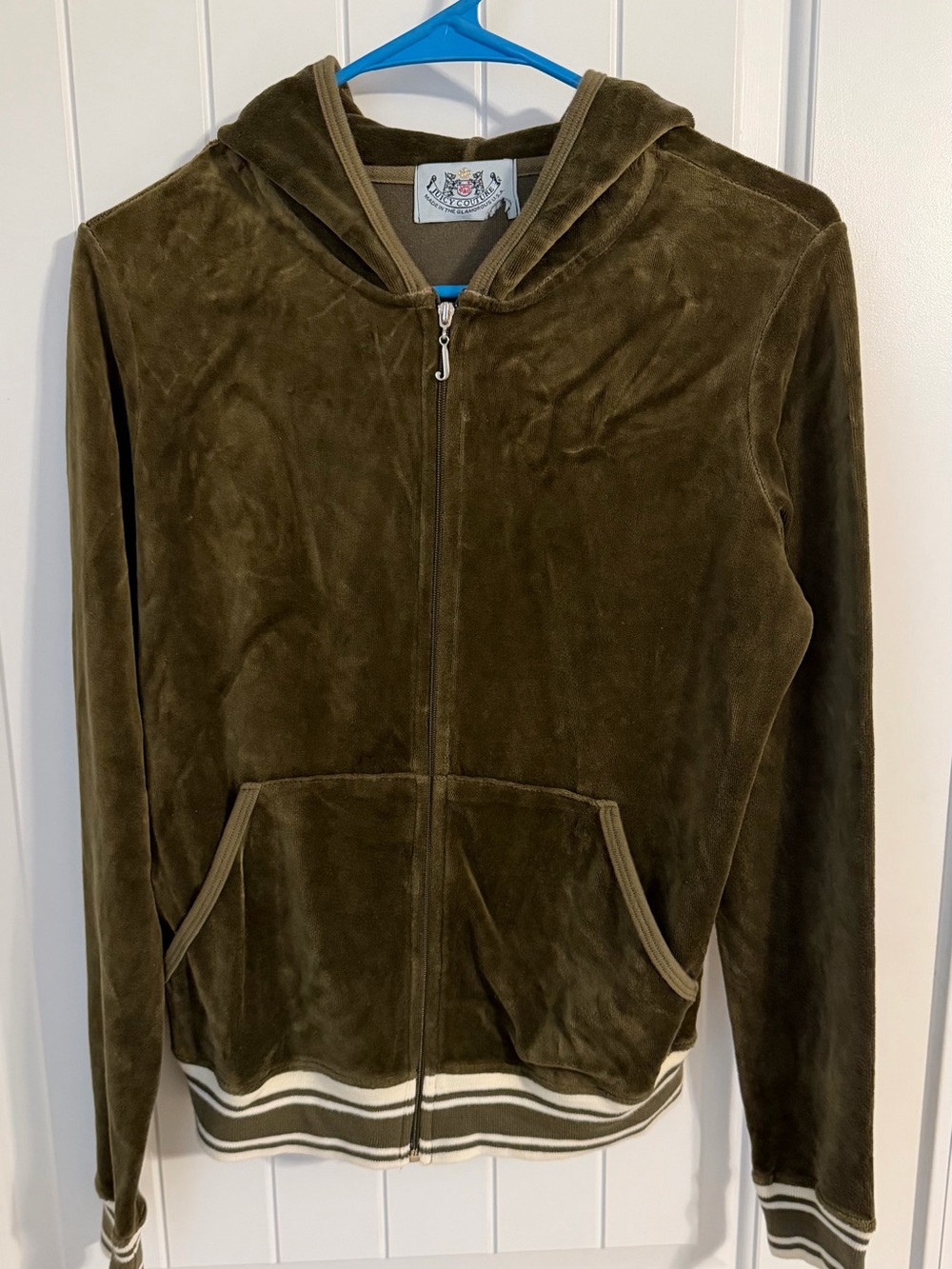 Juicy Couture Olive Green Velour Zip Hoodie